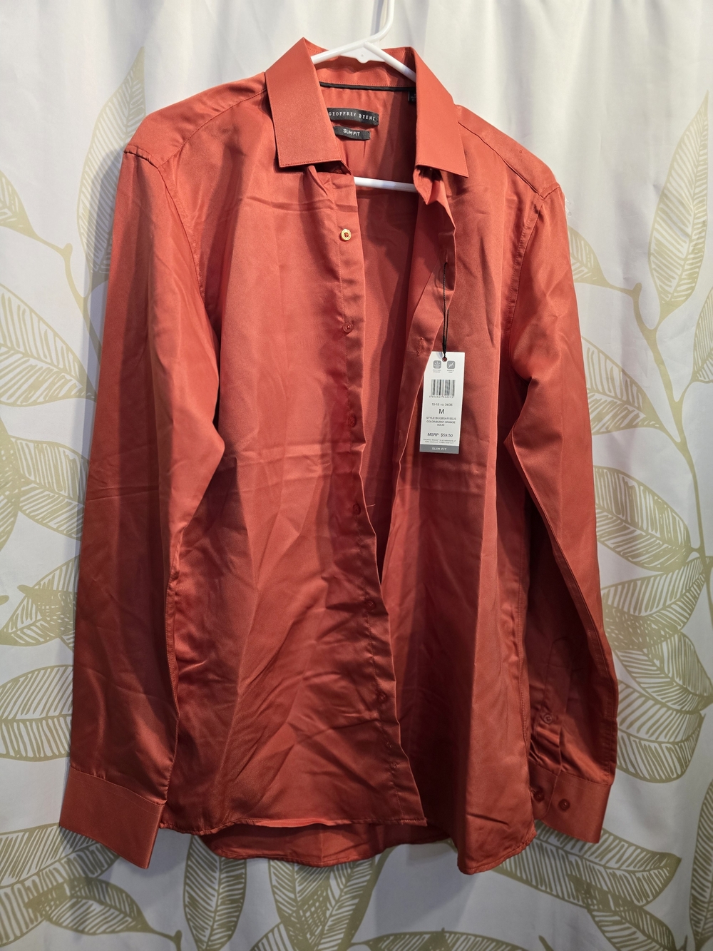 Geoffrey Beene - Men's Slim Fit Button-Up Shirt - Burnt Orange
